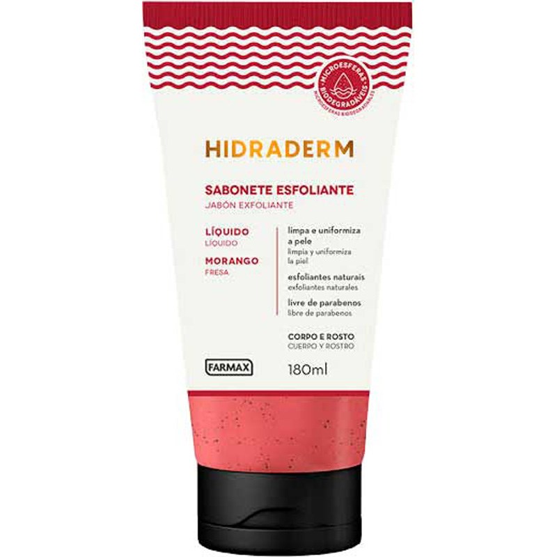 Sabonete Líquido Farmax Hidraderm Esfoliante Morango 180ml