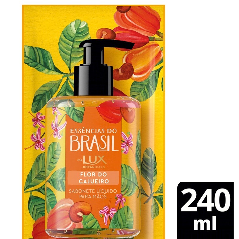 Sabonete Líquido Para As Mãos Lux Refil Essências do Brasil 240 ml Flor do Cajueiro