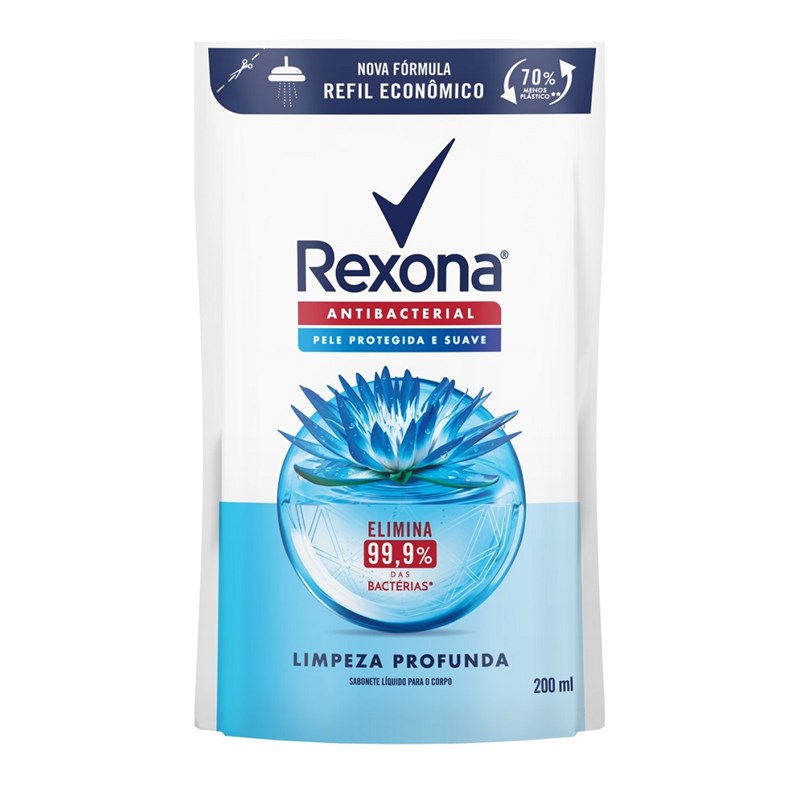 Sabonete Líquido Rexona Refil Antibacterial 200 ml Limpeza Profunda
