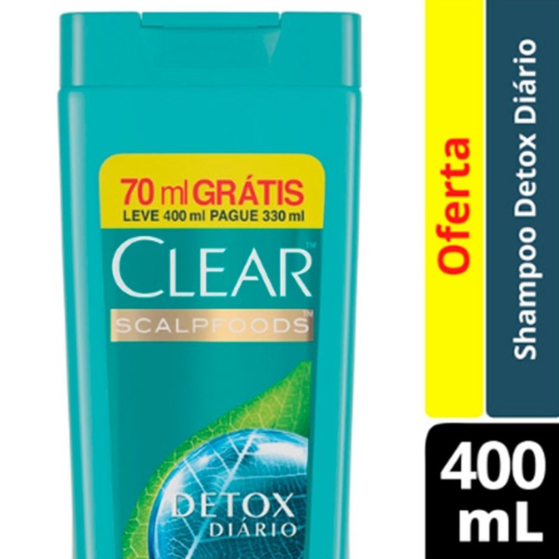 Shampoo Anticaspa Clear Leve 400 ml Pague 330 ml Detox Diário
