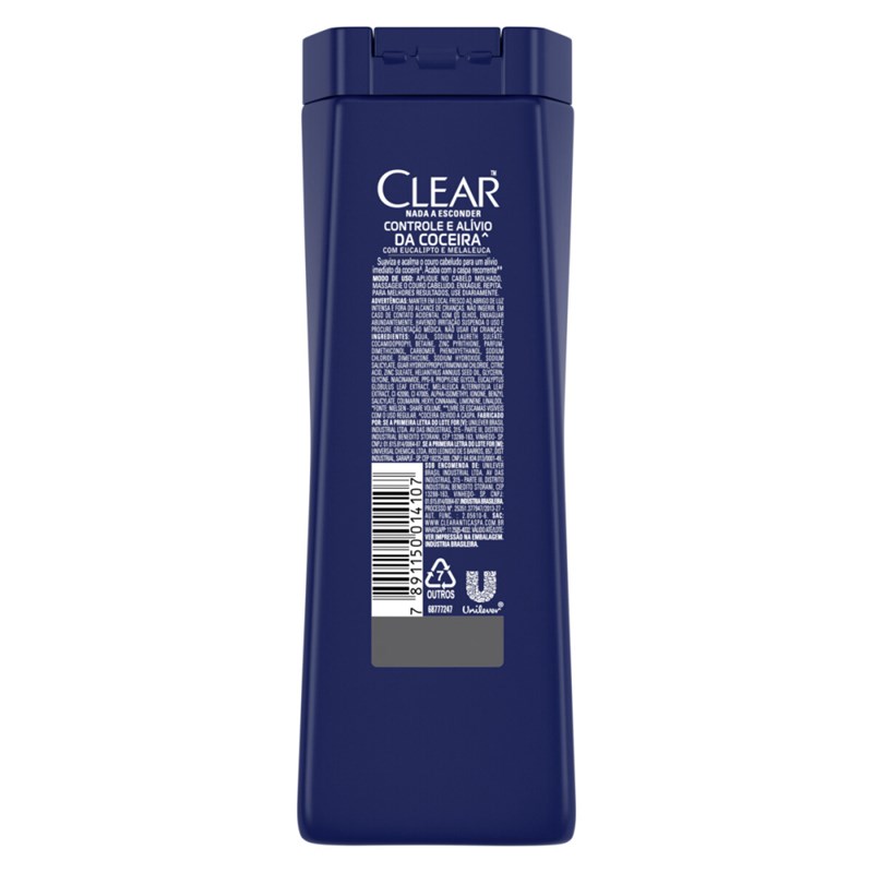 Shampoo Anticaspa Clear Men 200 ml Controle e Alívio da Coceira