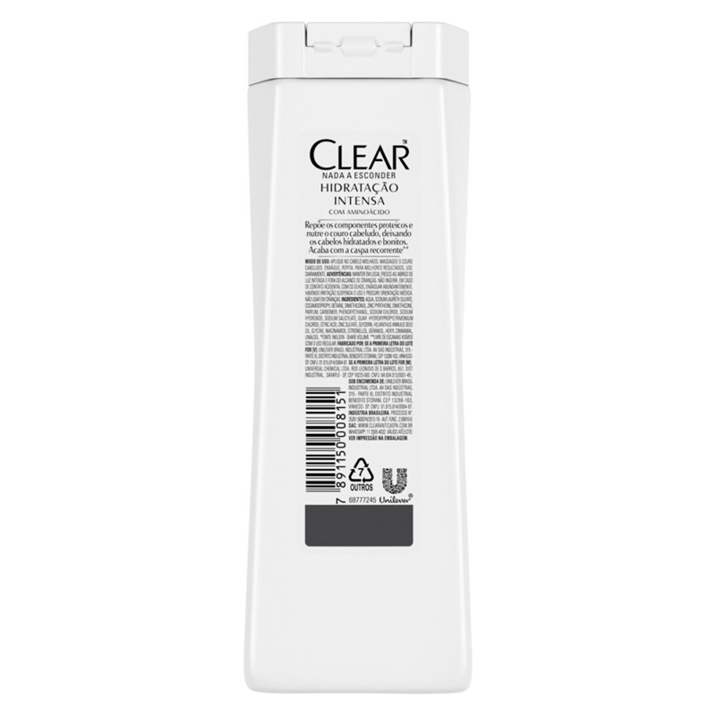 Shampoo Anticaspa Clear Women 200 ml Hidratação Intensa