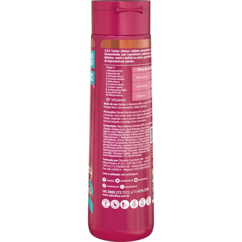 Shampoo Salon Line S.O.S Cachos 10 em 1 300 ml Multibenefícios