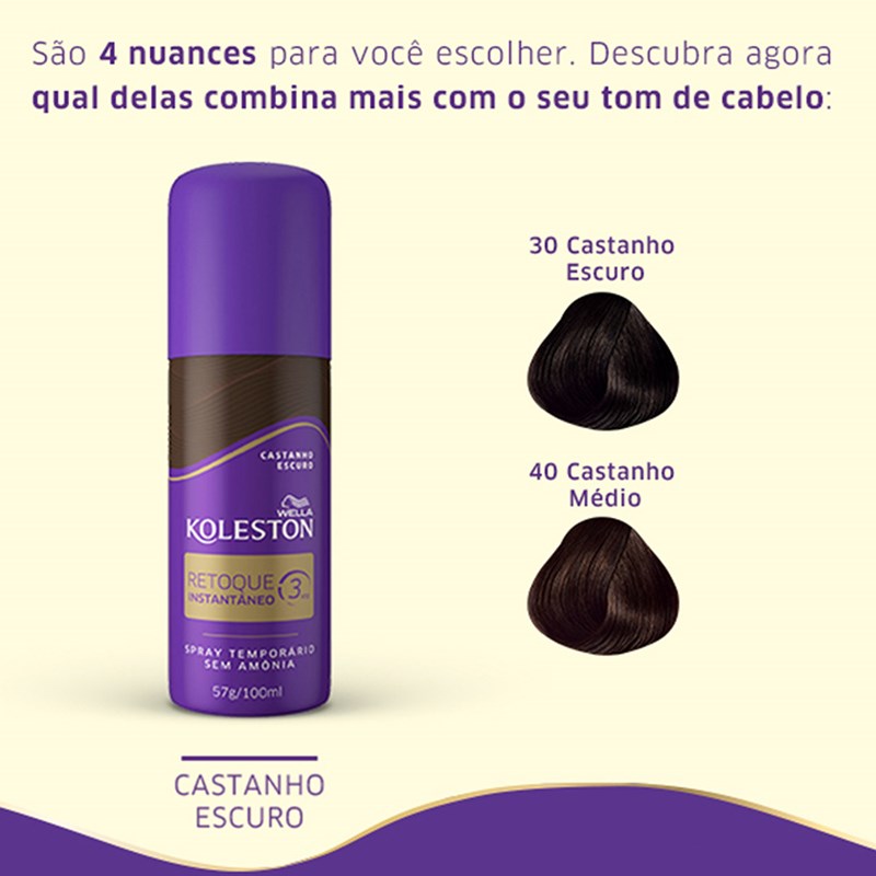Spray Retoque Instantaneo Koleston 100 ml Castanho Escuro
