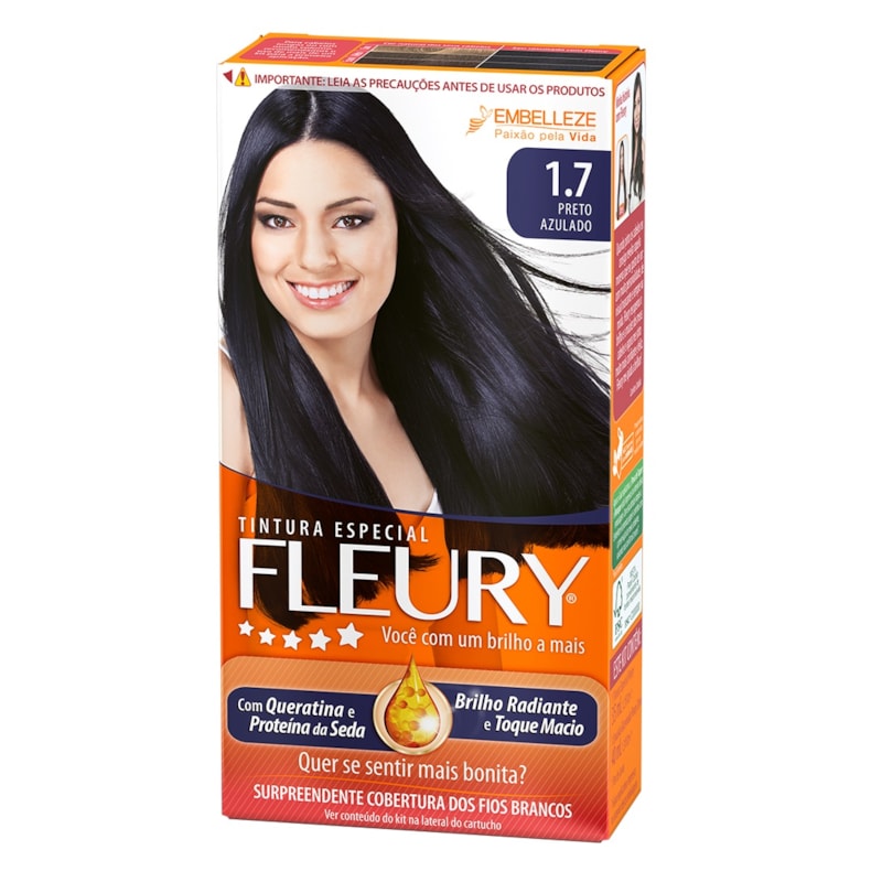 Tinta De Cabelo Cor E Ton Preto Azulado Especial Tintura Especial Fleury Preto Azulado 1 7 Lojaslivia