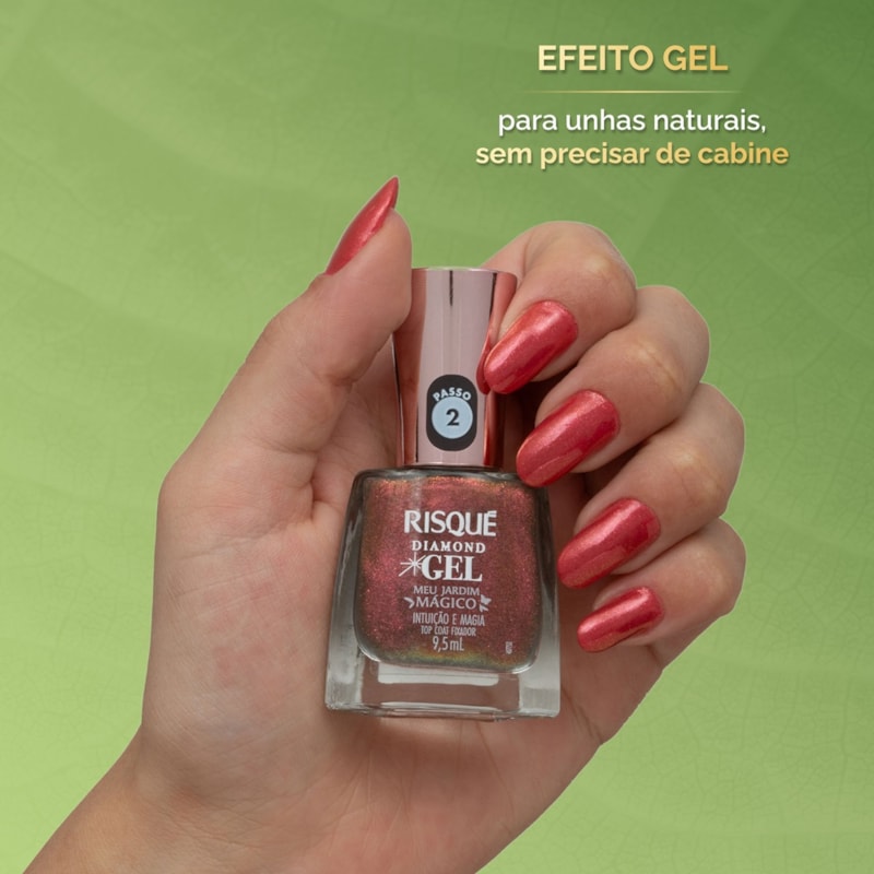 Top Coat Risqué Diamond Gel Meu Jardim Mágico 9,5 ml Intuição e Magia