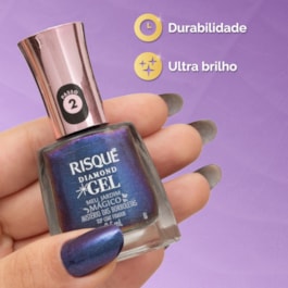 Top Coat Risqué Diamond Gel Meu Jardim Mágico 9,5 ml Mistério das Borboletas